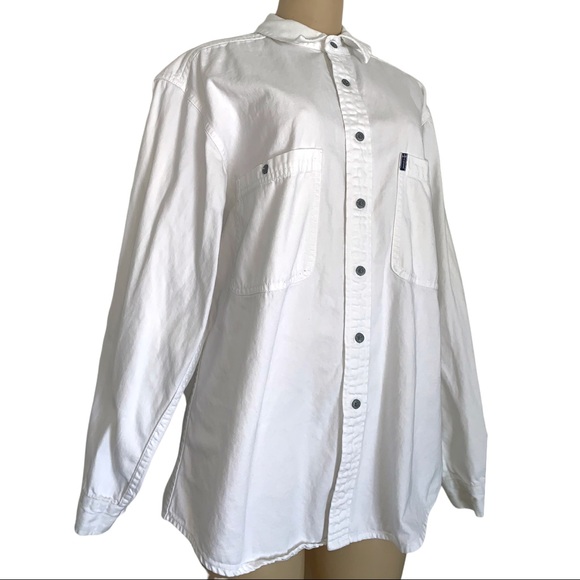 Vintage Maryk & Co. classic White Oversized Button Down Denim Shirt Top - Picture 1 of 6